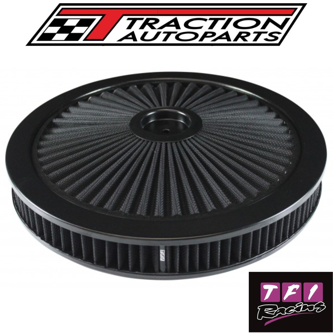 Extraflow All Black Air Filter Cleaner - 14" X 2" For Holley & Edelbrock Recessed Base