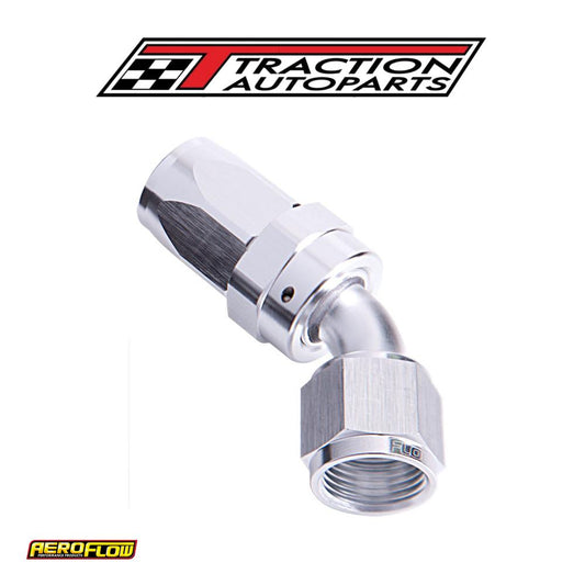 -6 an Taper Series 45 Degree Hose End Silver
