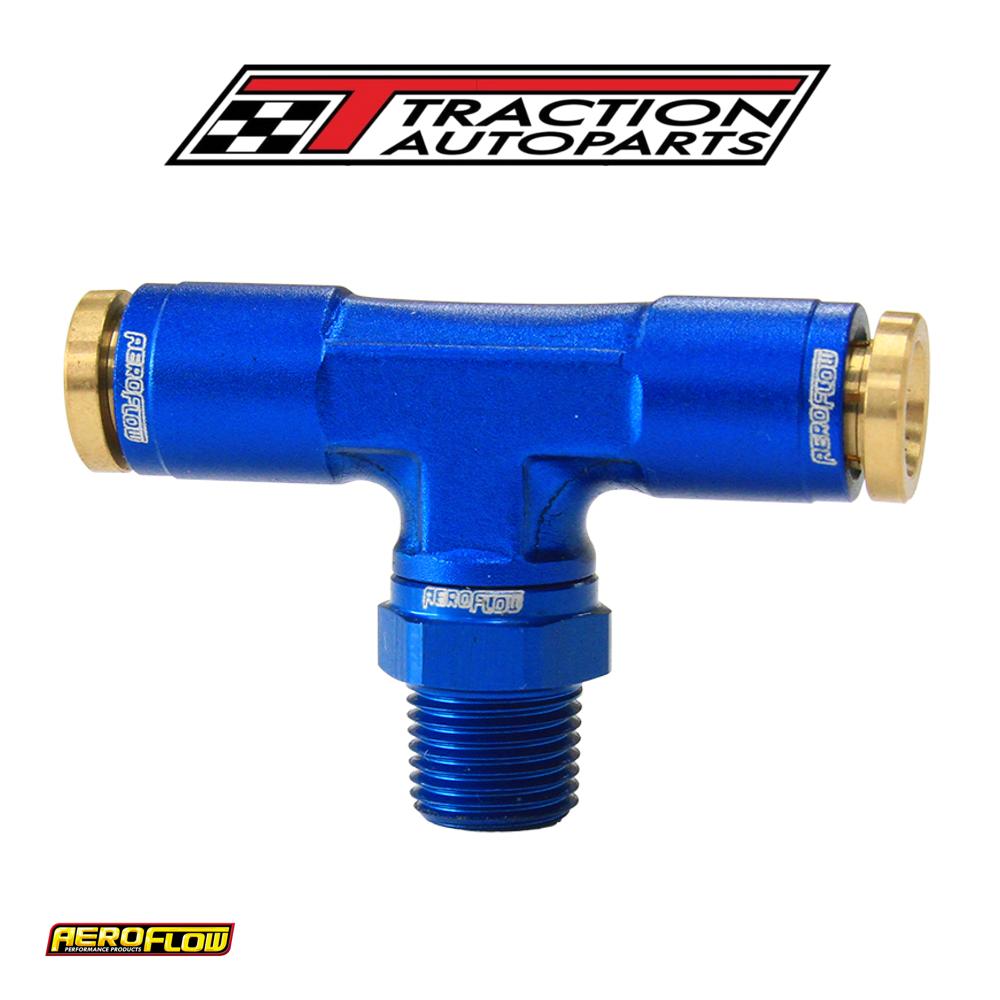 1/8" Npt Tee To 2 X 1/4" 120 Series Nylon Blue Fitting