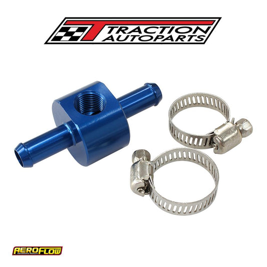 Inline Pressure Gauge Adapter 3/8" Barbs W/ 1/8" Npt, Blue