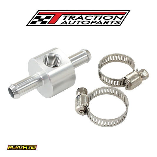 Inline Pressure Gauge Adapter 3/8" Barbs W/ 1/8" Npt, Silver