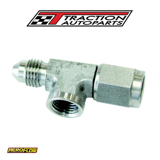 Straight Female - Male -3 an Stainless With 1/8" Npt Port