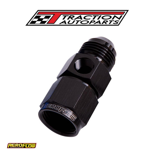 Straight Female - Male -8 an Black With 1/8" Npt Port