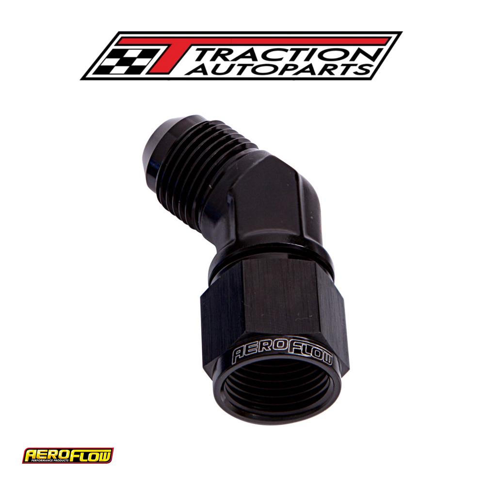 45 Deg Female - Male -12 an Black Swivel Nut