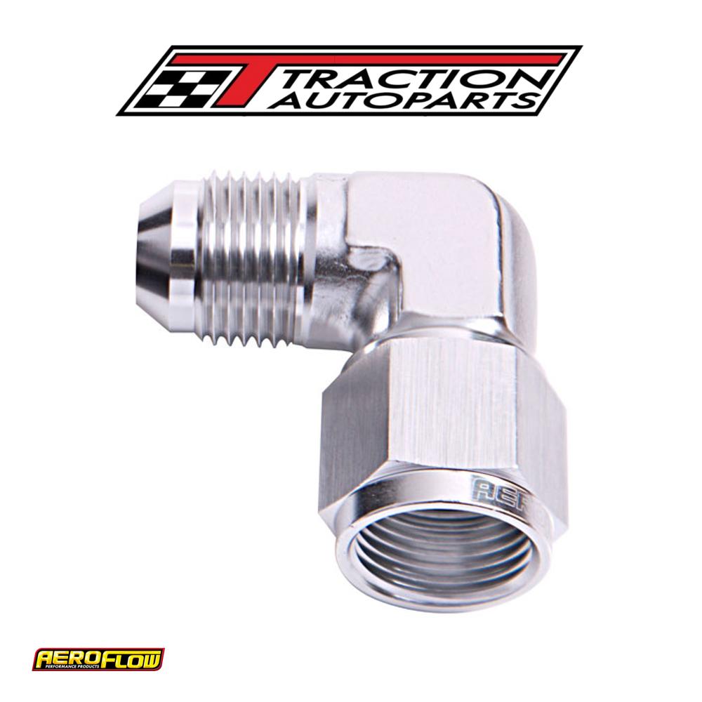 90 Deg Female - Male -8 an Silver Swivel Nut