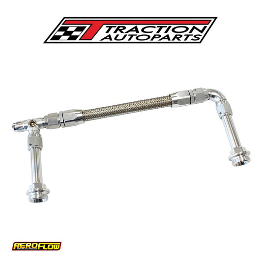 Holley Dual Inlet Rail -6 an Silver Suit 2 x Metering Blocks