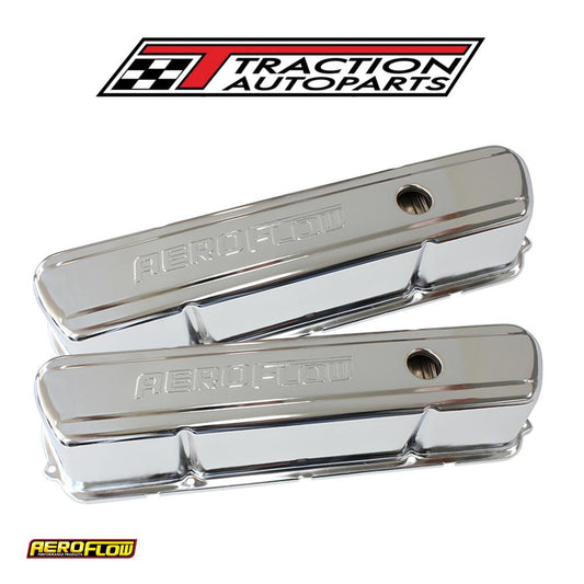 Steel Valve Covers, 253 308 Tall Chrome With Aeroflow Logo