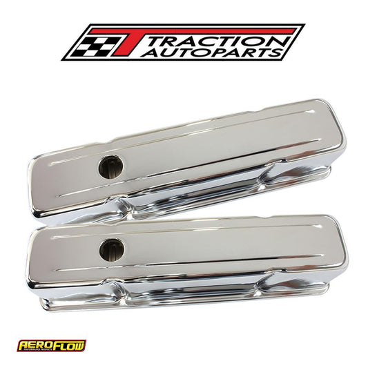 Steel Valve Covers, Sbc Tall Chrome Without Logo