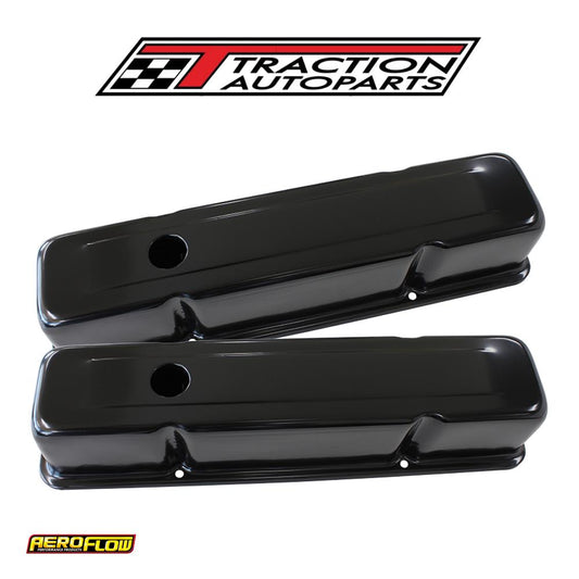 Steel Valve Covers, Sbc Tall Black Without Logo
