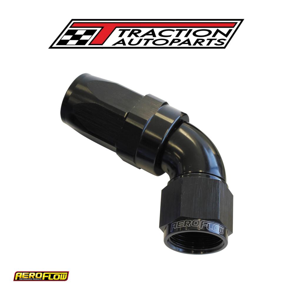 60 Deg Hose End -08 an Black Full Flow Taper Style