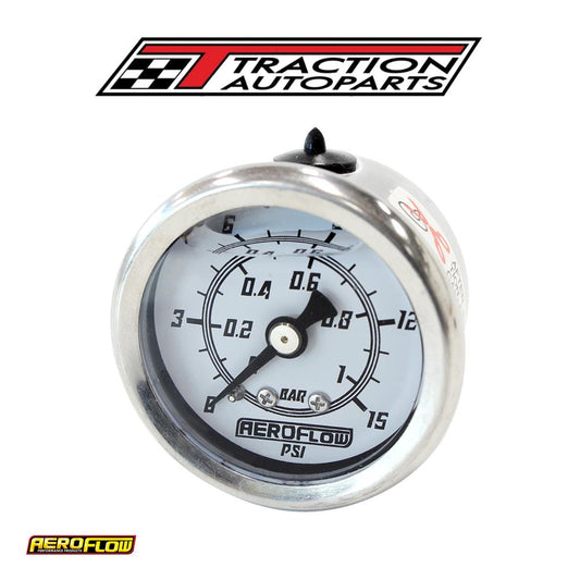 1-1/2" 0-15 Psi Liq Fill Gauge white Face Black Pointer