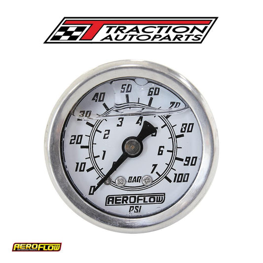 1-1/2" 0-100 Psi Liq Fil Gauge white Face Black Pointer