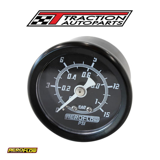 1-1/2" 0-15 Psi Press Gauge Black Face White Pointer