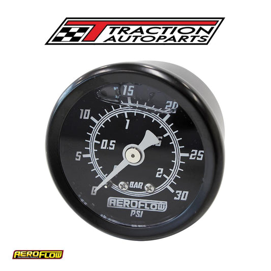 1-1/2" 0-30 Psi Liq Fill Gauge black Face White Pointer