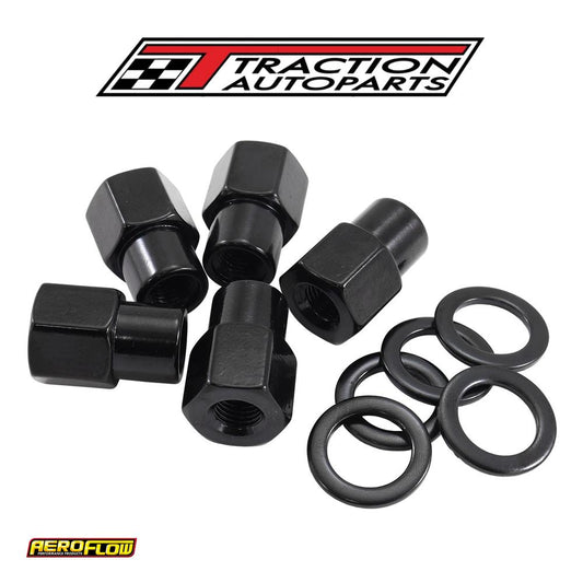 7/16"-20 .550" Shank Open Wheel Nuts Black (5 Pack)