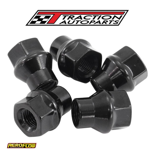 1/2"-20 Conical Et Open Wheel Nuts Black (5 Pack)