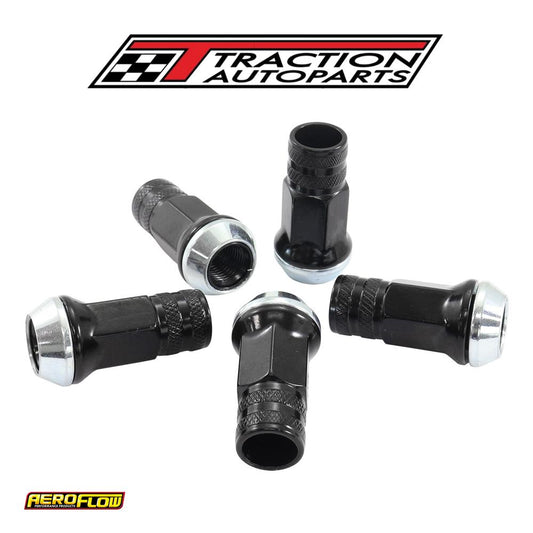 M 12 X 1.25 mm Acorn Long Open Wheel Nuts Black (5 Pack)
