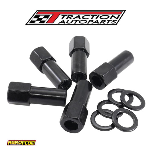 M 12 X 1.50 mm 1.38" Shank Open Wheel Nuts Black (5 Pack)