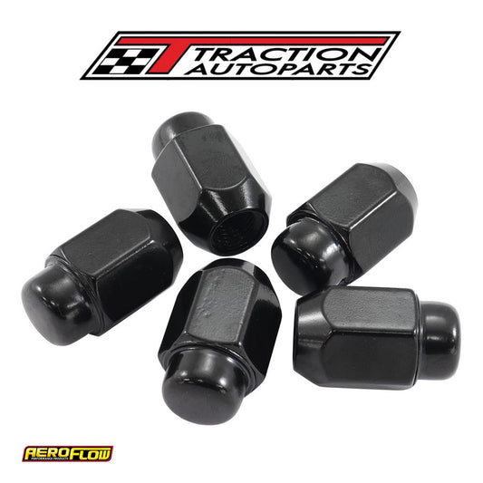 1/2"-20 Acorn Medium Closed Wheel Nuts Black (5 Pack)