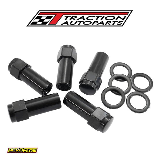 1/2"-20 1.38" Shank Closed Wheel Nuts Black (5 Pack)