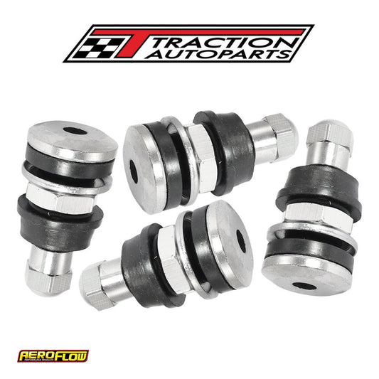 Bolt In Wheel Valve Stems 4 Pack Chrome 7/16" 5/8" Holes