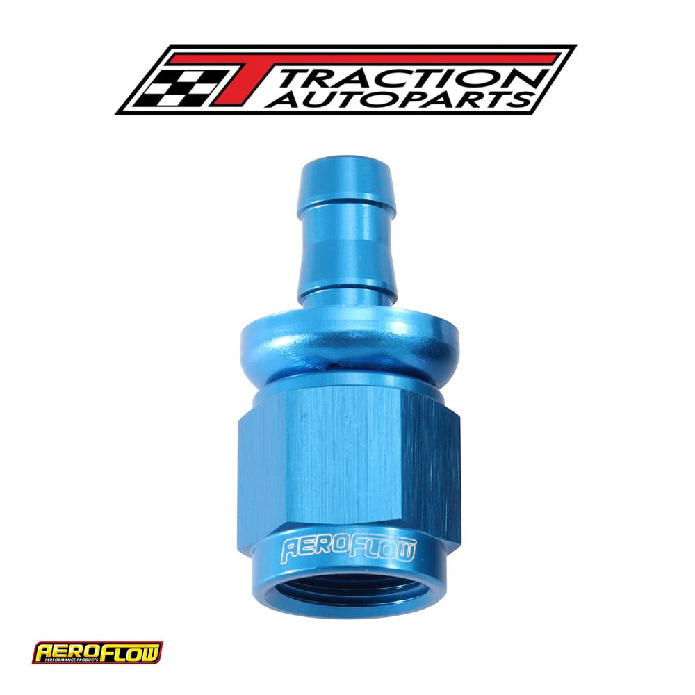 -6 an To 5/16" Barb Straight Full Flow Push Lock Blue