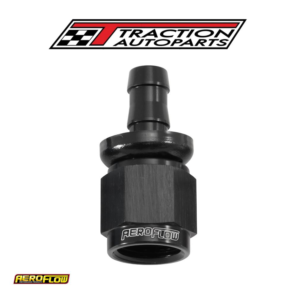 -6 an To 5/16" Barb Straight Full Flow Push Lock Black