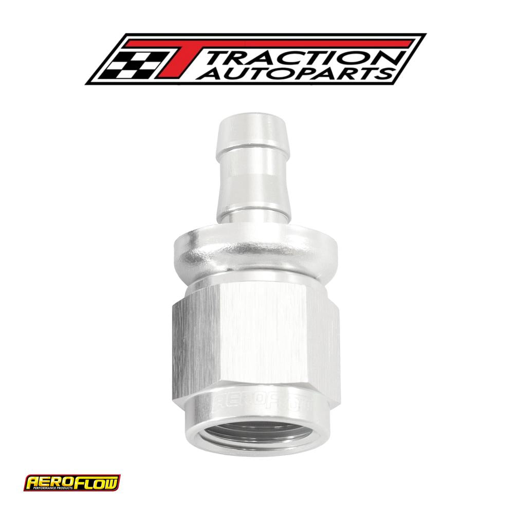 -6 an To 5/16" Barb Straight Full Flow Push Lock Silver