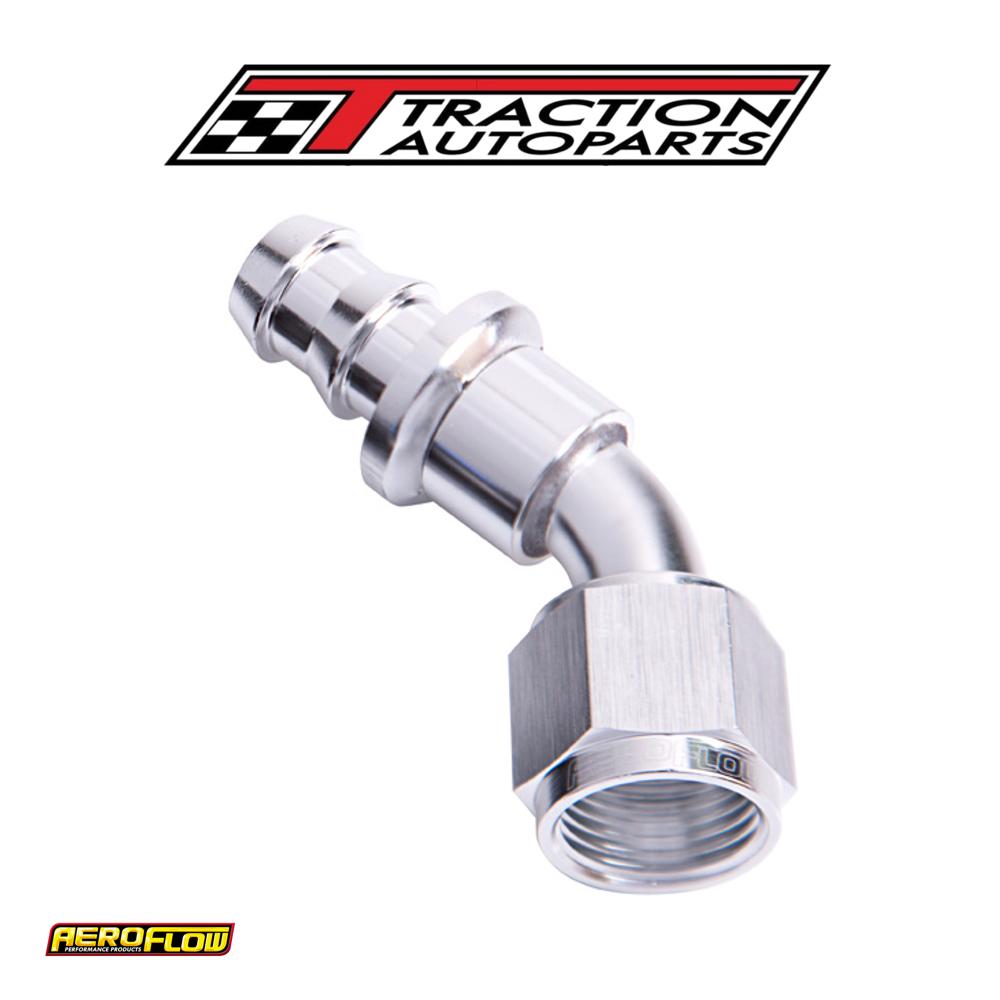 45 Deg Push Lock End -12 an Silver No Clamp Required