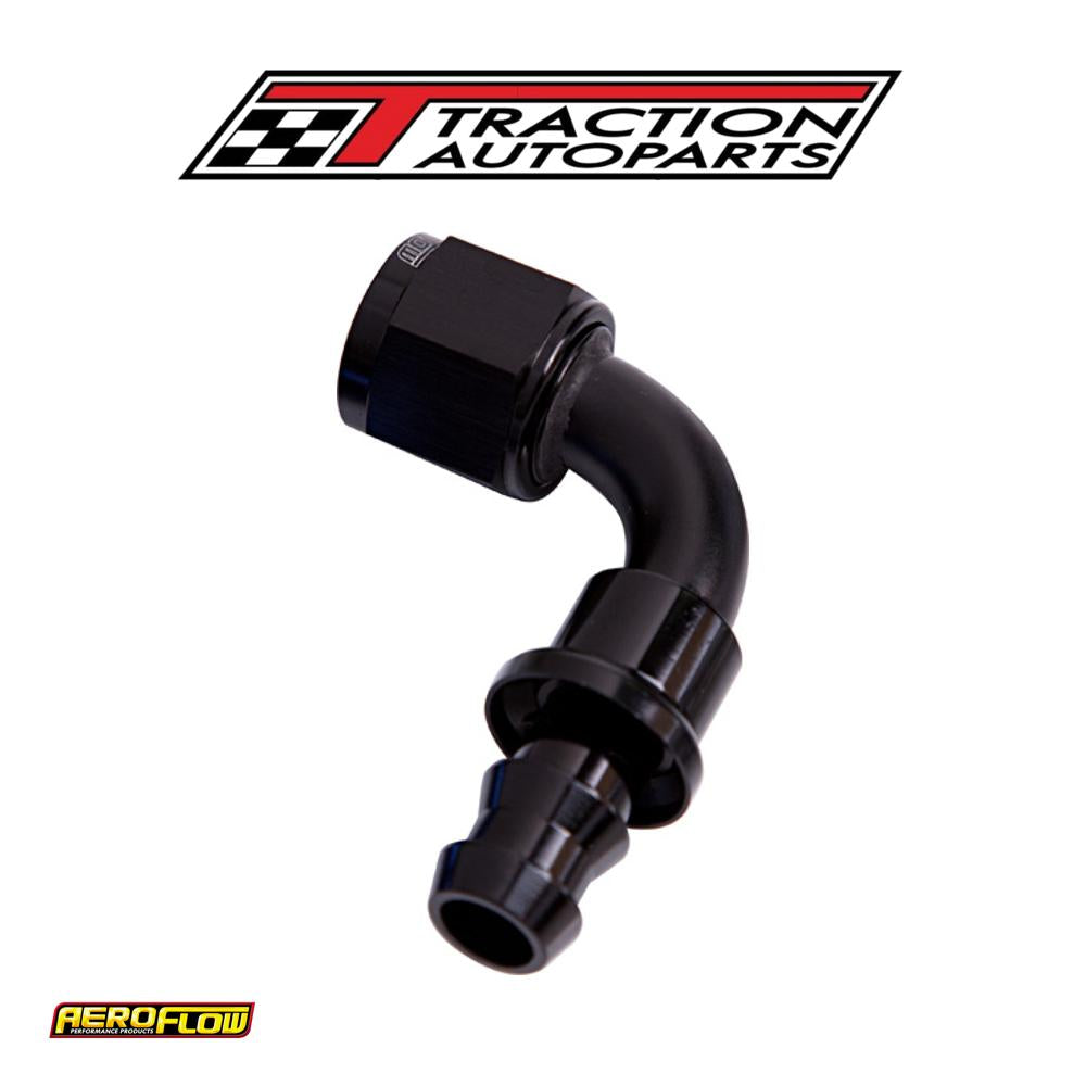 90 Deg Push Lock End -4 an Black No Clamp Required