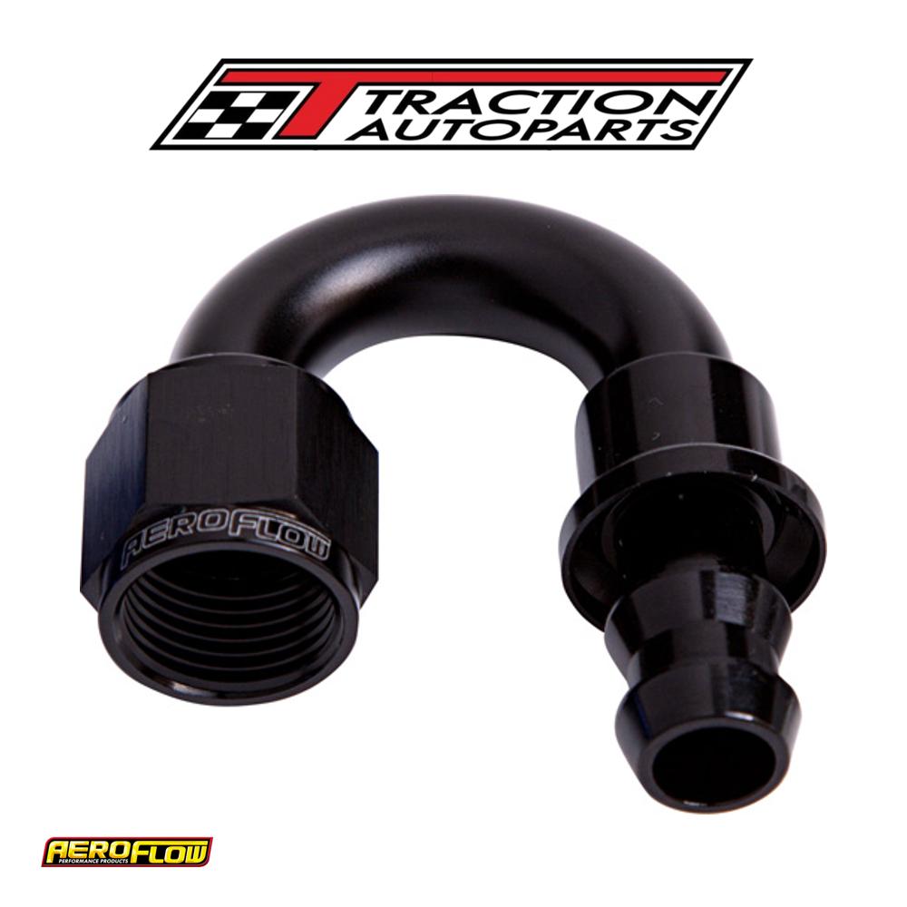 180 Deg Push Lock End -12 an Black No Clamp Required