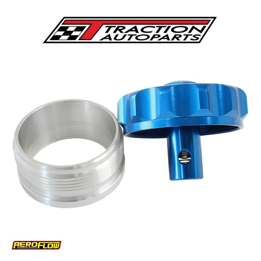 2" Alum Weld Bung And Cap Blue With Roll Over Valve