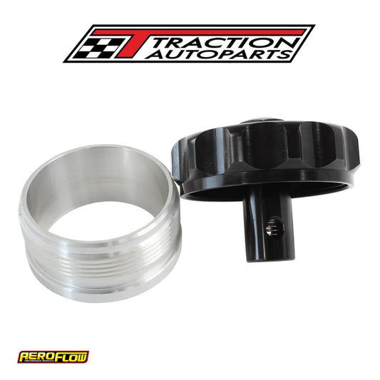 2" Alum Weld Bung And Cap Black With Roll Over Valve
