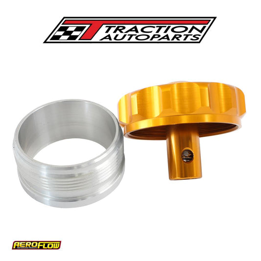 2" Alum Weld Bung And Cap Gold With Roll Over Valve