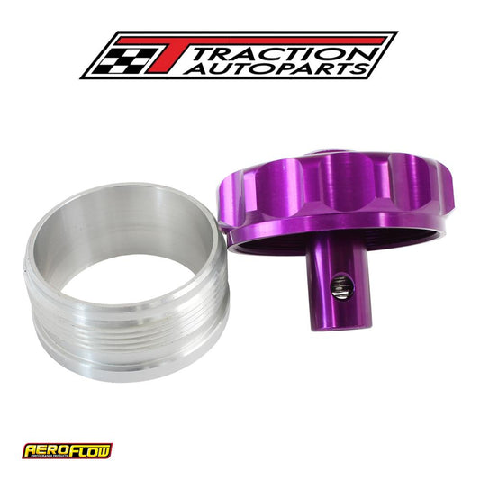 2" Alum Weld Bung And Cap Purple With Roll Over Valve