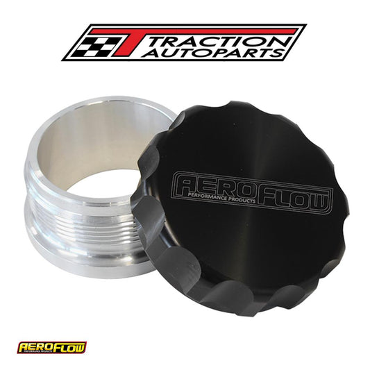 2-1/2" Alum Weld Bung And Cap Raw Weld On / Black Cap