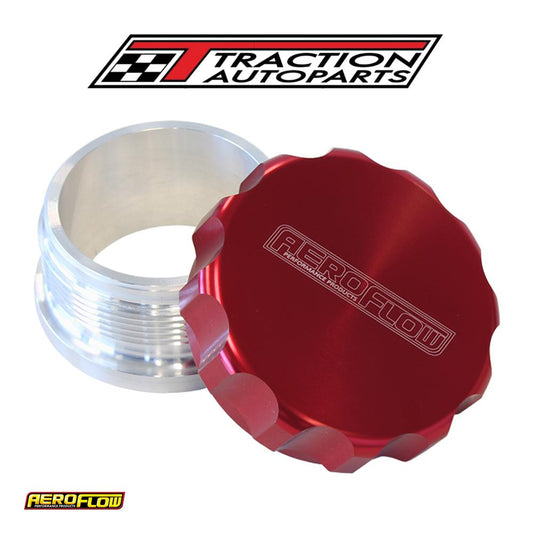 2-1/2" Alum Weld Bung And Cap Raw Weld On / Red Cap