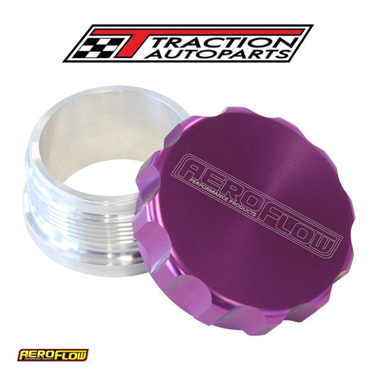 3" Alum Weld Bung And Cap Raw Weld On / Purple Cap