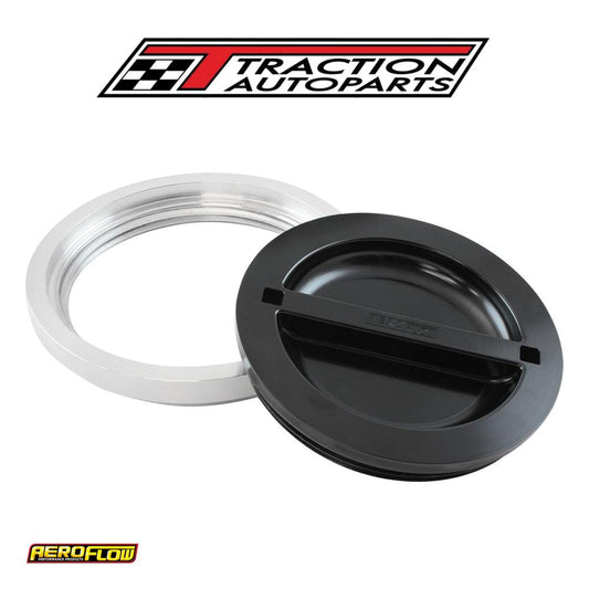 6" Weld Bung And Black Cap Alloy Ice Box Female Weld-on Water Aeroflow - Af 464-96 blk