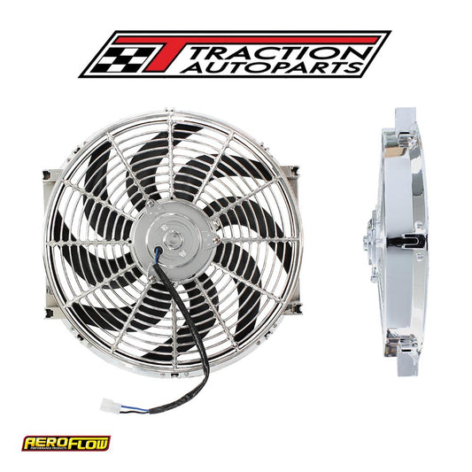 14" Curved Blade Chrome Fan Reversible 1350 cfm