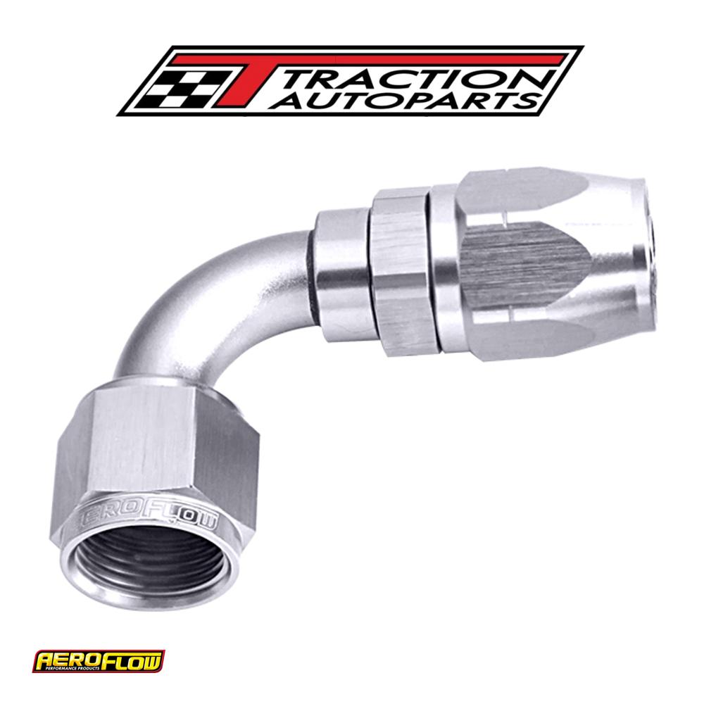 Alloy 90 Deg Hose End -8 an Silver Cuter Style Full Swivel