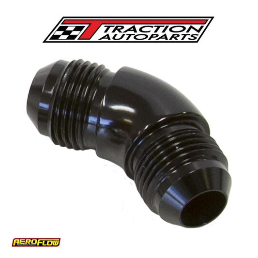 -16 an 45 Deg Male Flare Union Black Full Flow No Restriction