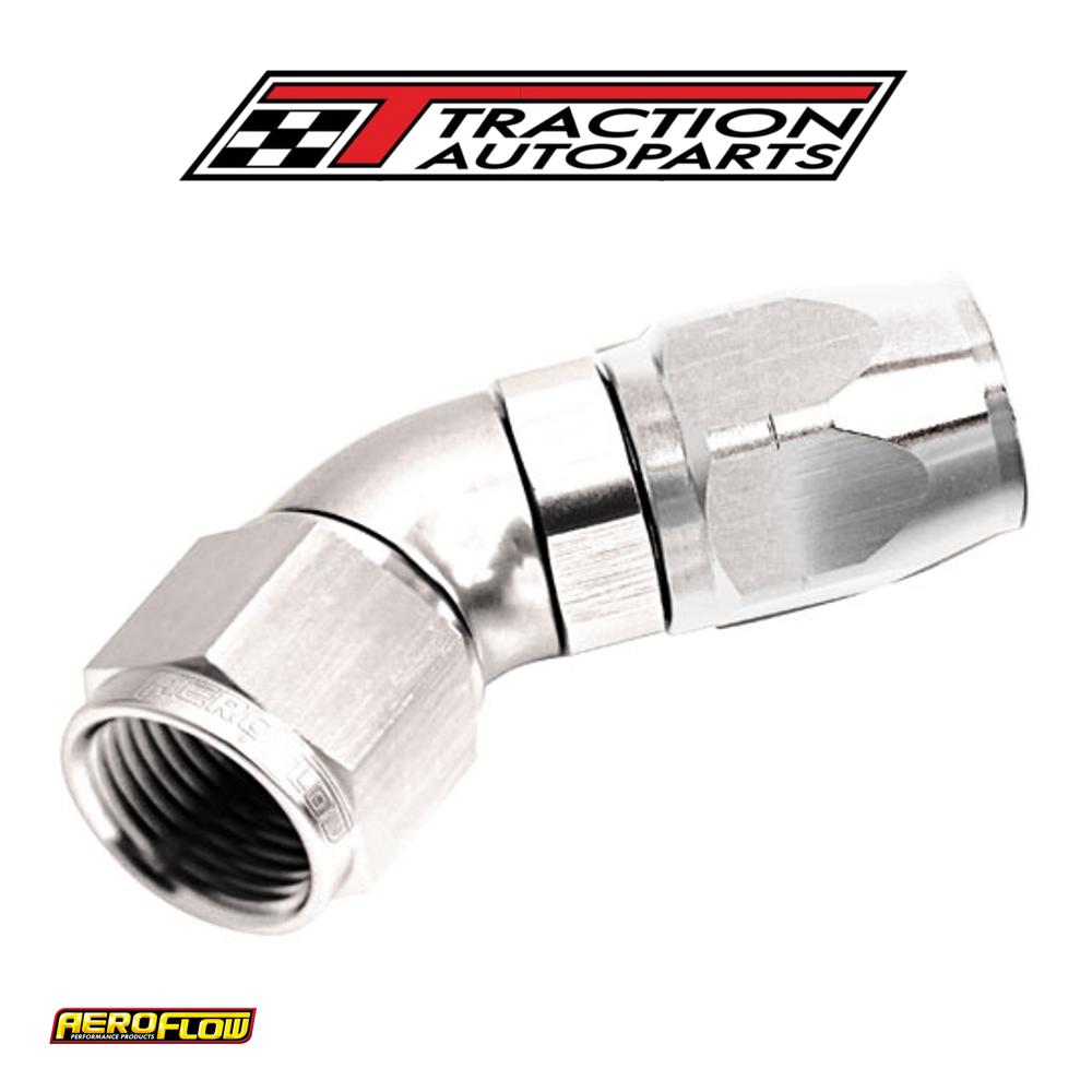 Alloy 45 Deg Hose End -16 an Silver Cutter Style Full Flow