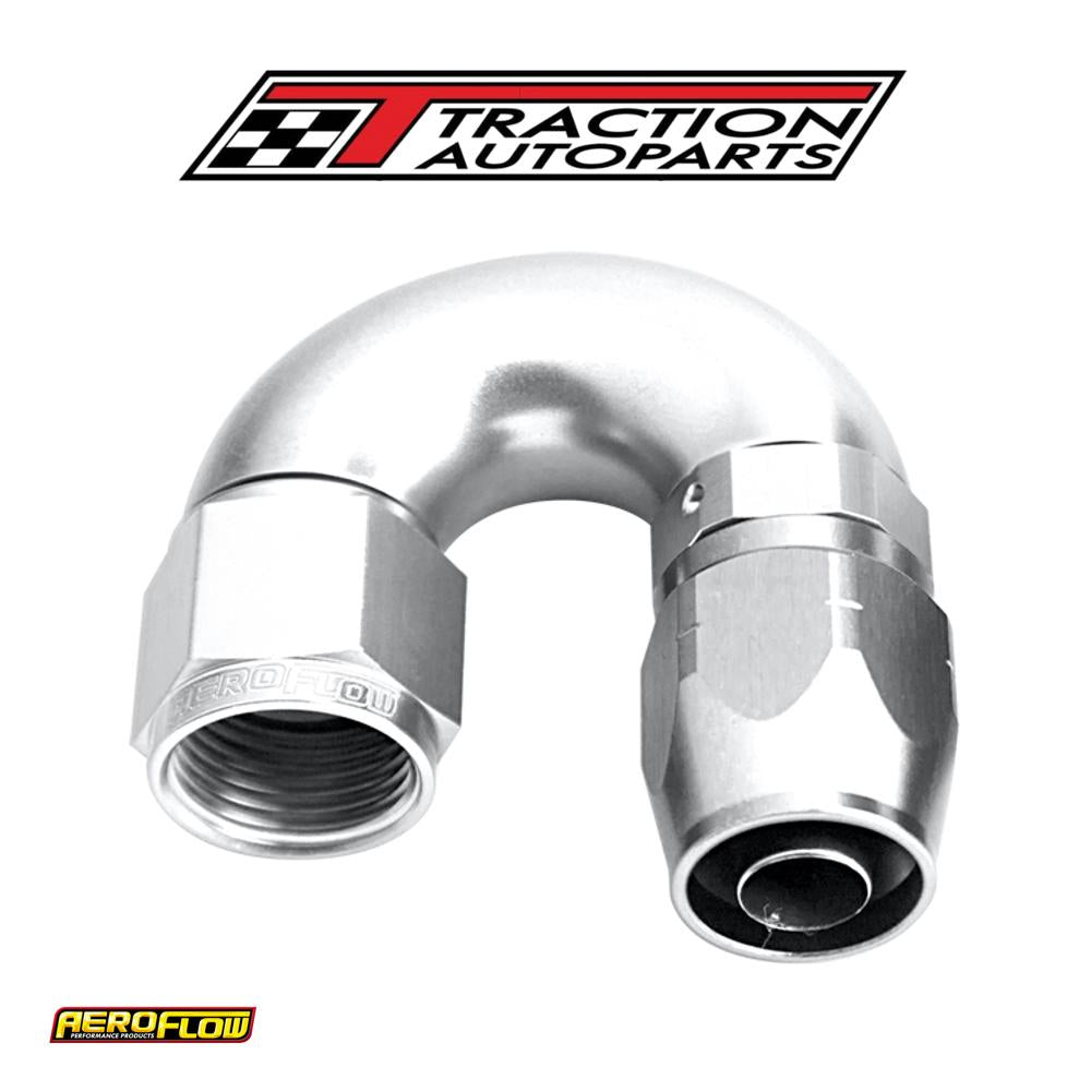 Alloy 180 Deg Hose End -6 an Silver Cutter Style Full Flow