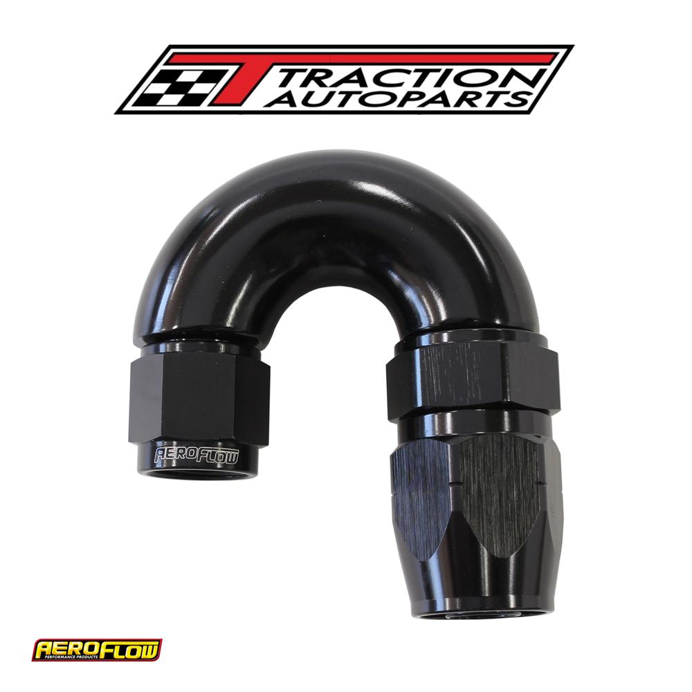 Stepped 180 Deg hose end -8 Hosto -6 an Reducer Hose End Black