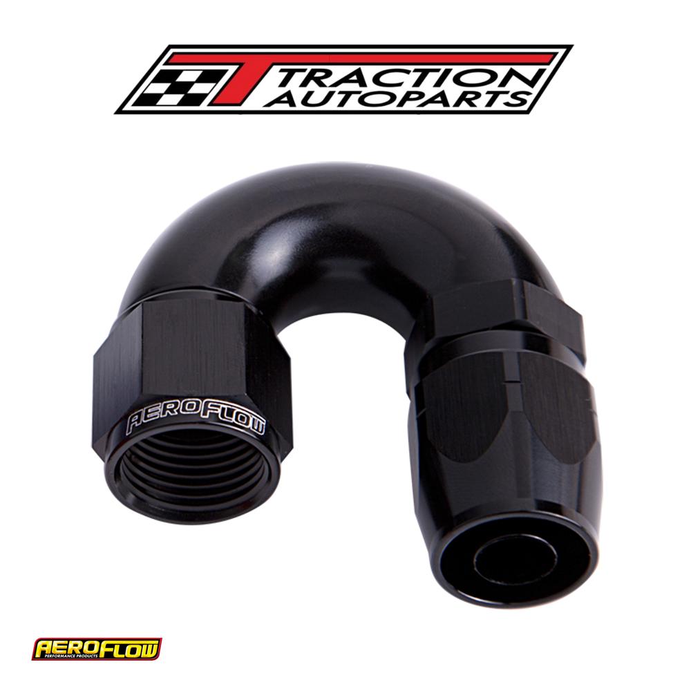 Alloy 180 Deg Hose End -16 an Black Cutter Style Full Flow