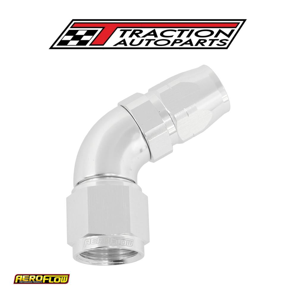 Alloy 60 Deg Hose End -6 Hose To -8 Reducer Hose End Silver