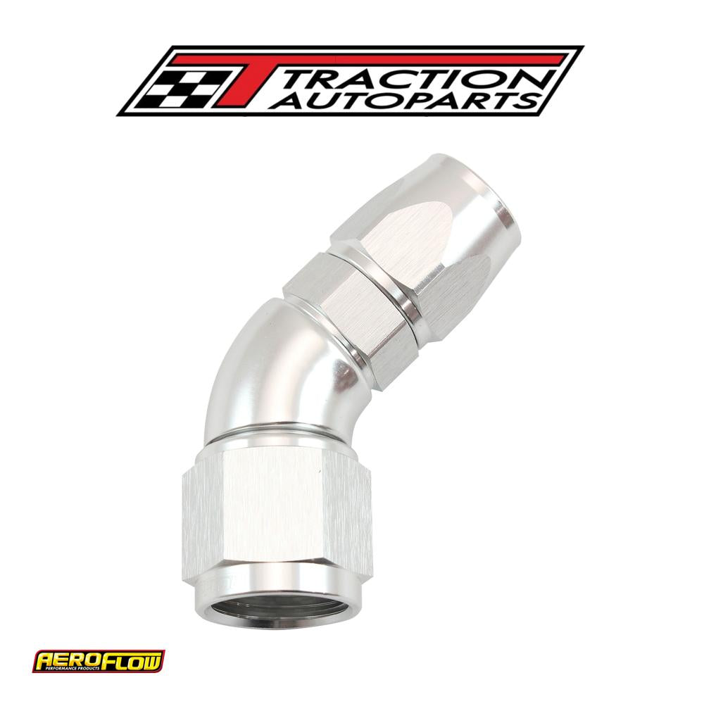 Stepped 45 Degree End -6 Hose To -8 an Reducer Hose End Silveteflon Af 572-06-08 ds