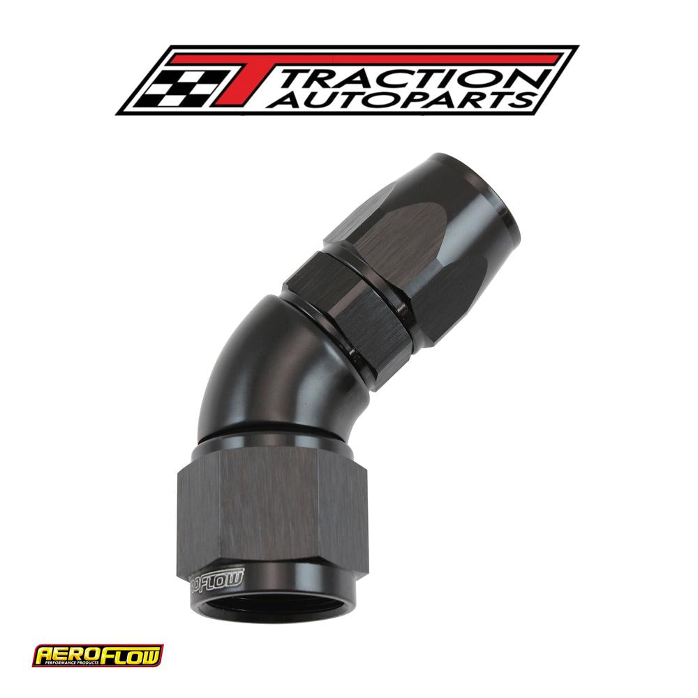 Stepped 45 Degree End -8 Hose To -10 an Reducer Hose End Blacteflon Af 572-08-10 dblk