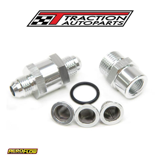 -8 an Inline Fuel & Oil Filter Silver 3 x Filter 30,80,150 Mic